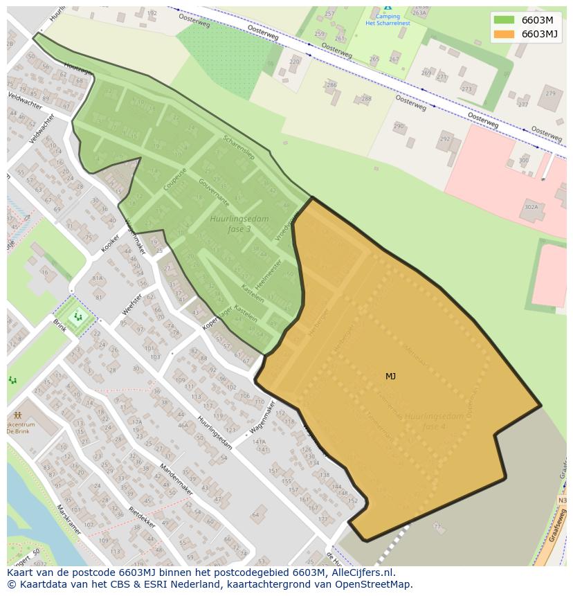 Afbeelding van het postcodegebied 6603 MJ op de kaart.