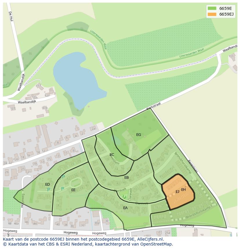 Afbeelding van het postcodegebied 6659 EJ op de kaart.