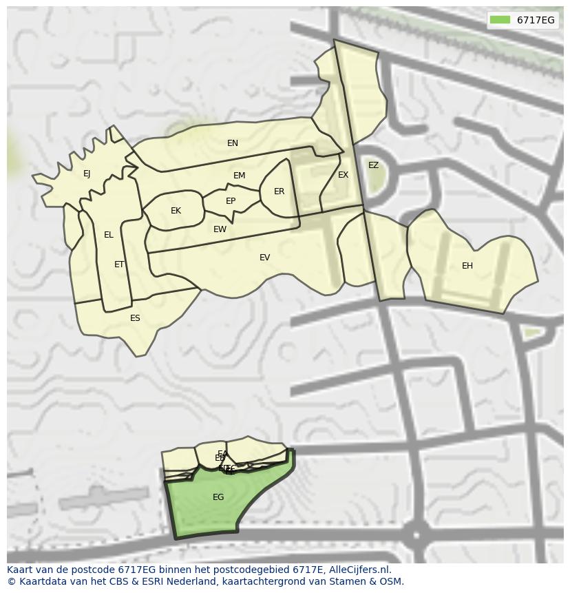 Afbeelding van het postcodegebied 6717 EG op de kaart.