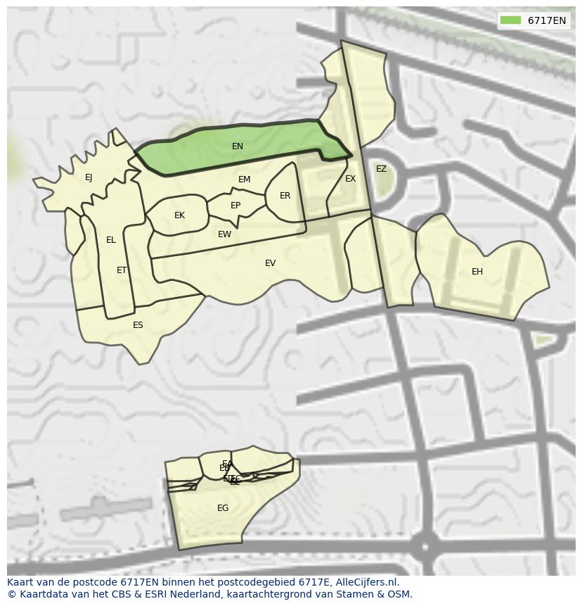 Afbeelding van het postcodegebied 6717 EN op de kaart.