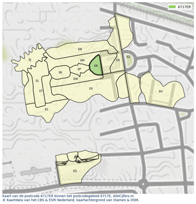 Afbeelding van het postcodegebied 6717 ER op de kaart.