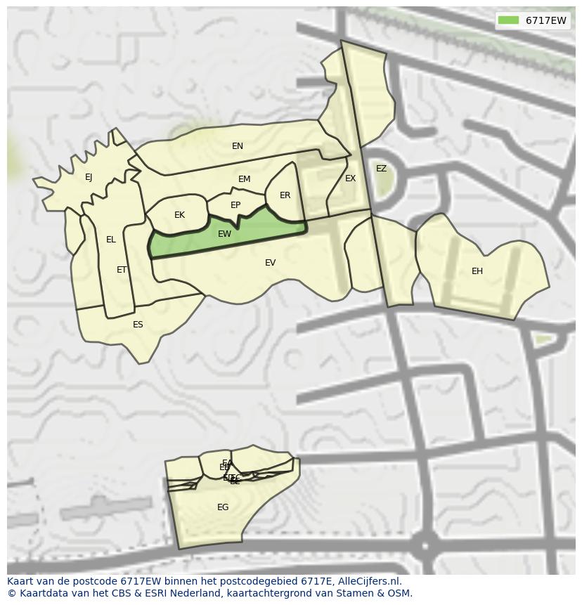 Afbeelding van het postcodegebied 6717 EW op de kaart.