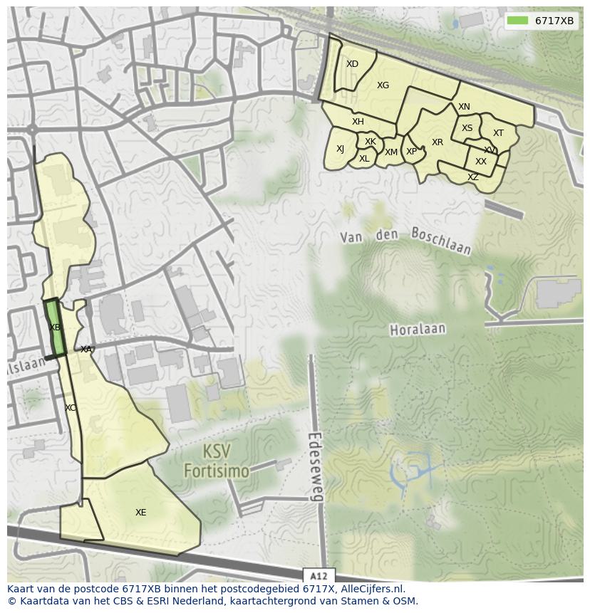 Afbeelding van het postcodegebied 6717 XB op de kaart.