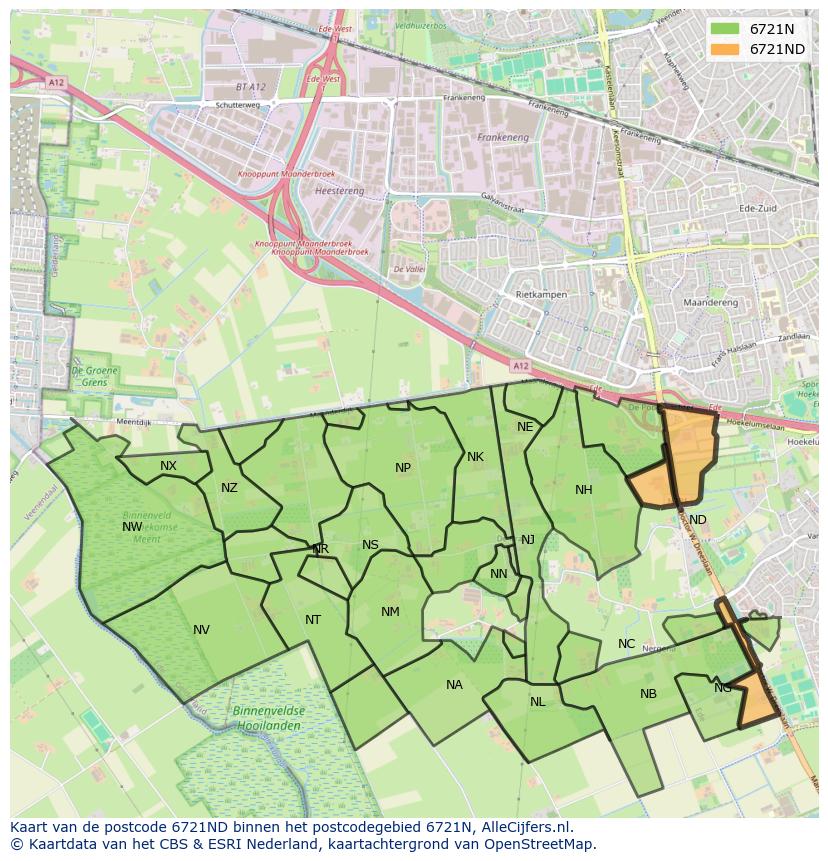 Afbeelding van het postcodegebied 6721 ND op de kaart.