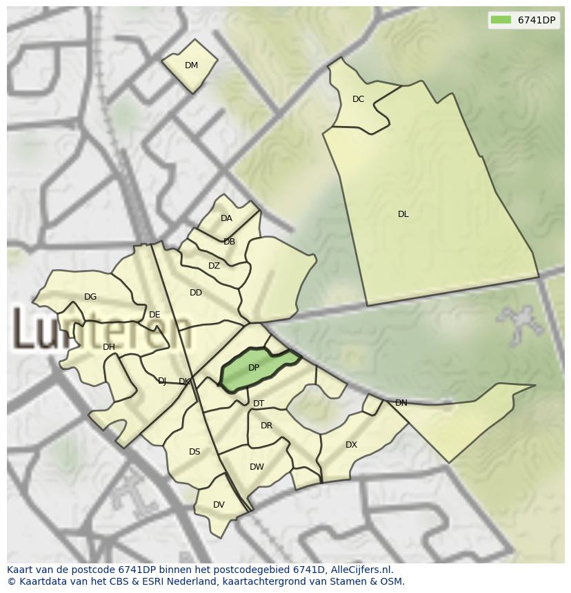 Afbeelding van het postcodegebied 6741 DP op de kaart.