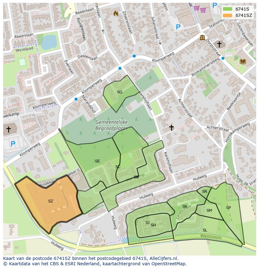 Afbeelding van het postcodegebied 6741 SZ op de kaart.