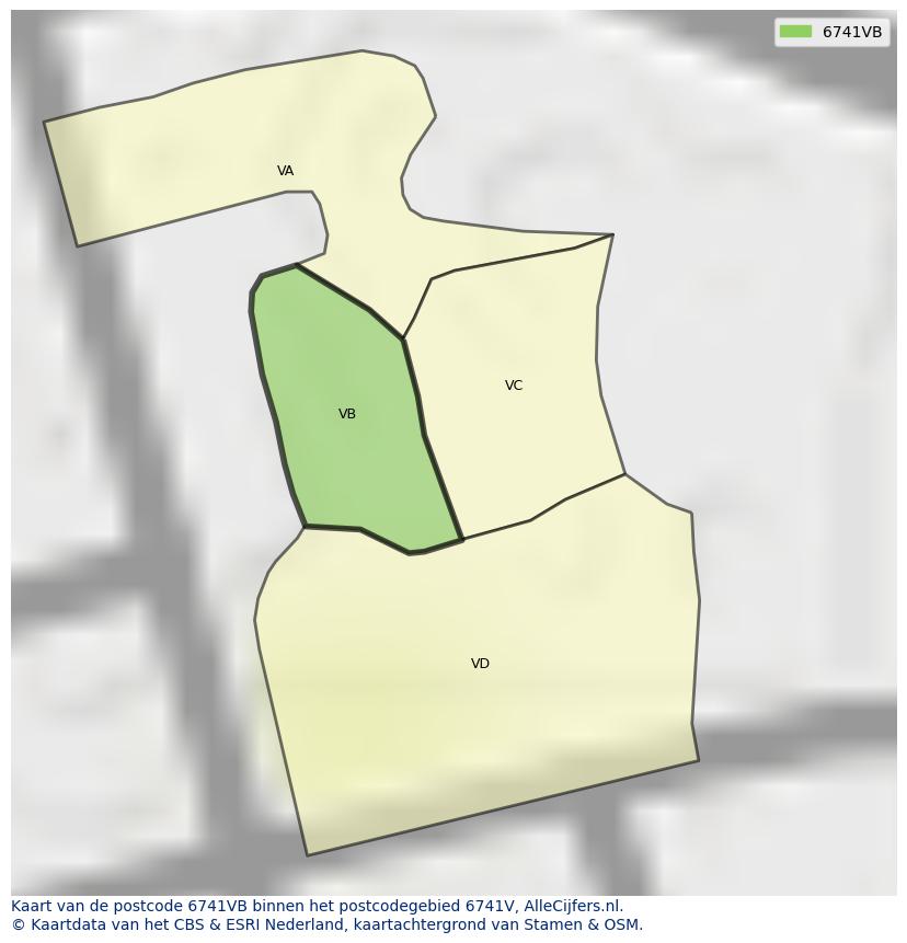 Afbeelding van het postcodegebied 6741 VB op de kaart.