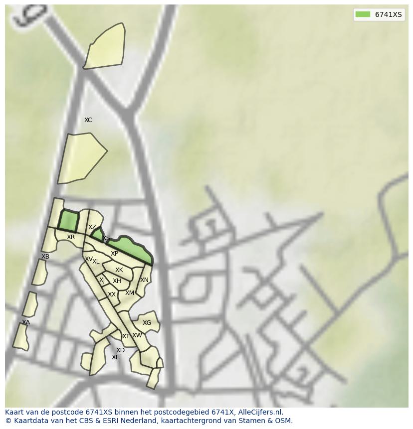 Afbeelding van het postcodegebied 6741 XS op de kaart.