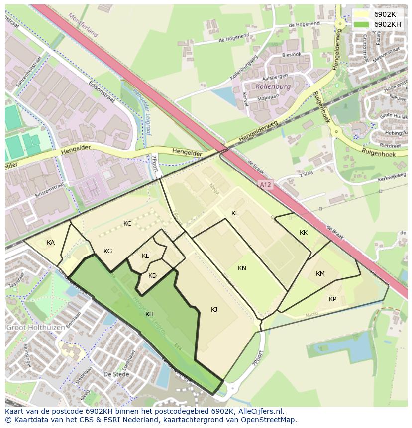 Afbeelding van het postcodegebied 6902 KH op de kaart.