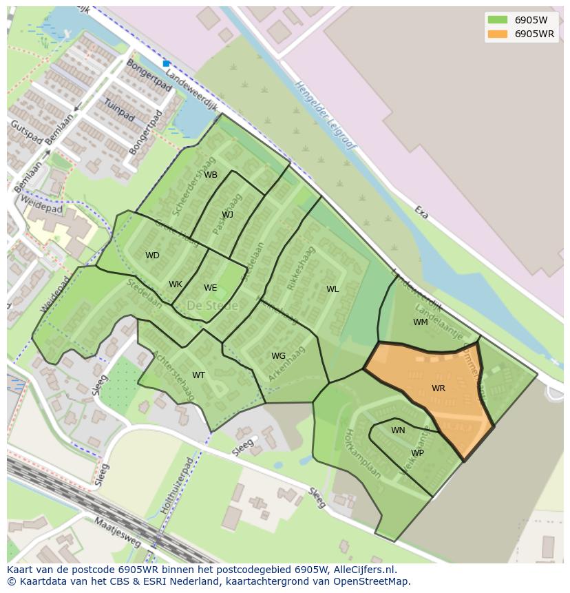Afbeelding van het postcodegebied 6905 WR op de kaart.