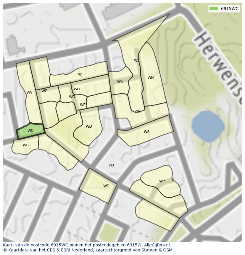 Afbeelding van het postcodegebied 6915 WC op de kaart.