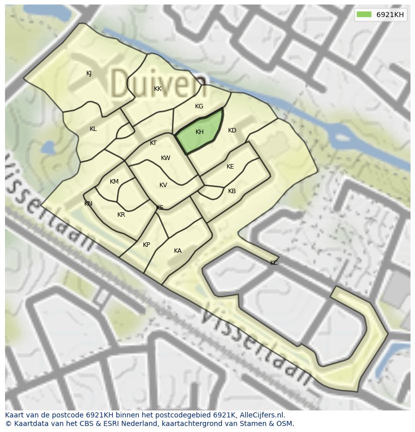 Afbeelding van het postcodegebied 6921 KH op de kaart.