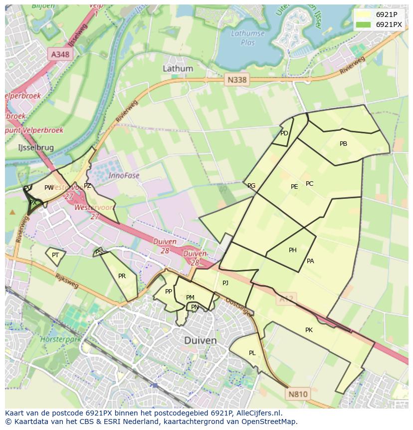 Afbeelding van het postcodegebied 6921 PX op de kaart.