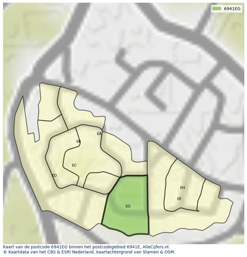 Afbeelding van het postcodegebied 6941 EG op de kaart.