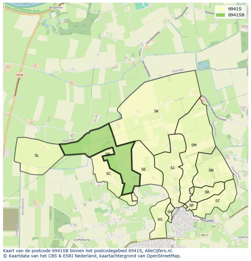 Afbeelding van het postcodegebied 6941 SB op de kaart.