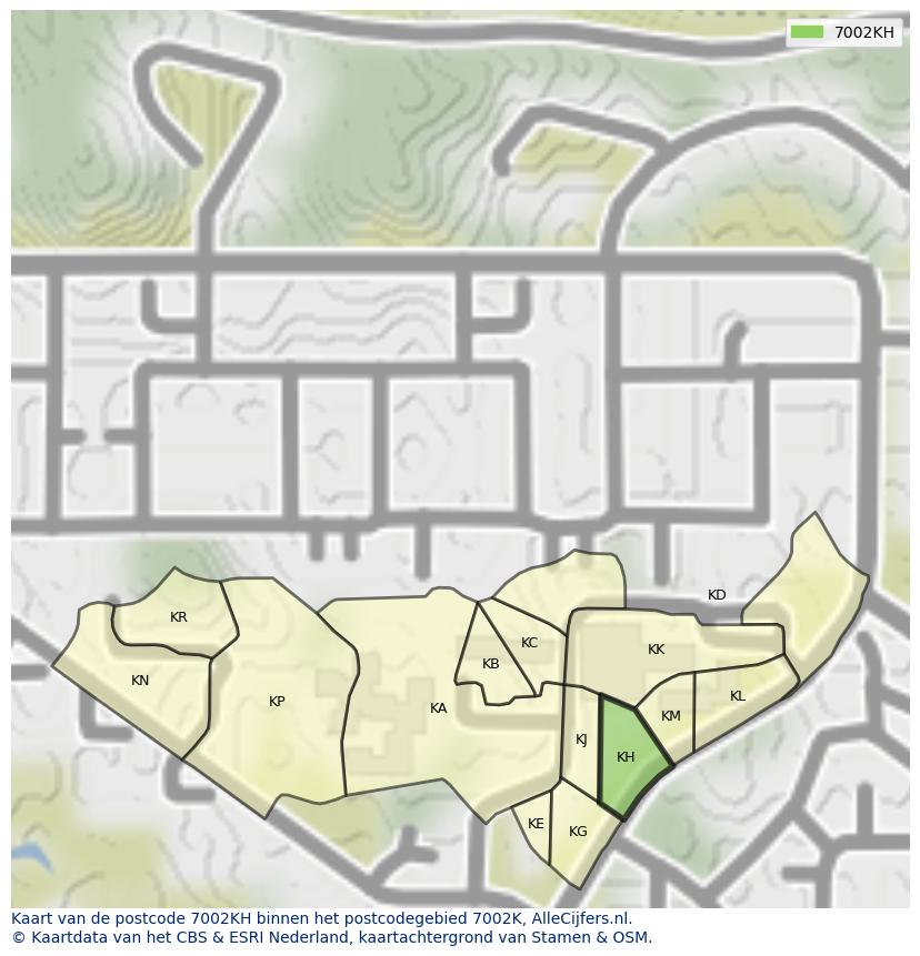 Afbeelding van het postcodegebied 7002 KH op de kaart.