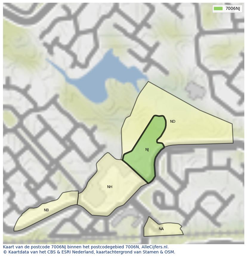 Afbeelding van het postcodegebied 7006 NJ op de kaart.