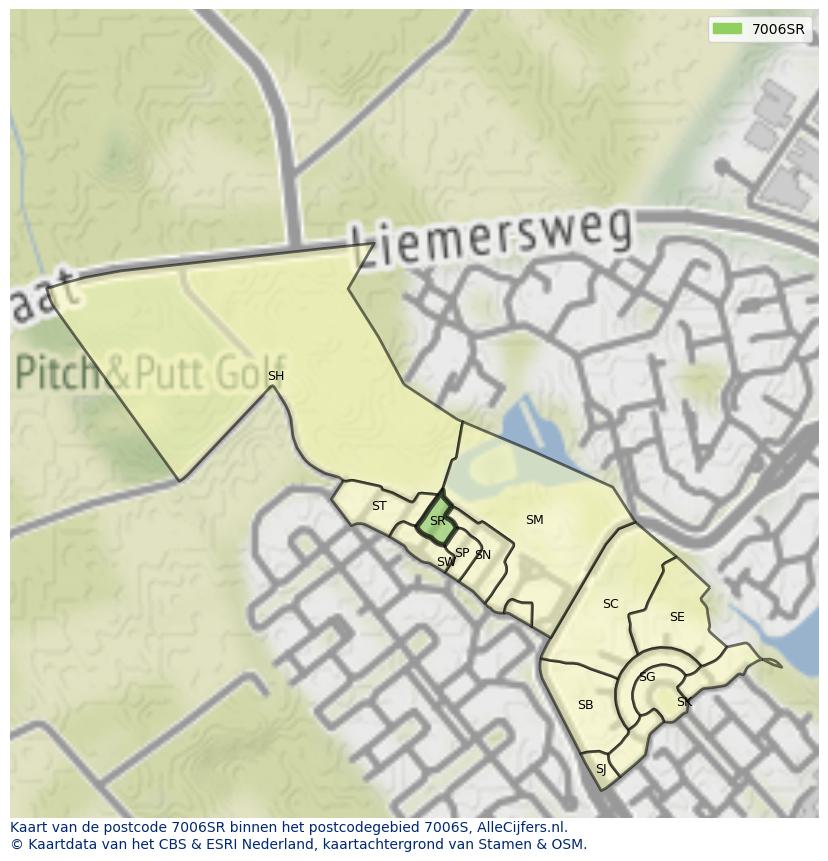 Afbeelding van het postcodegebied 7006 SR op de kaart.