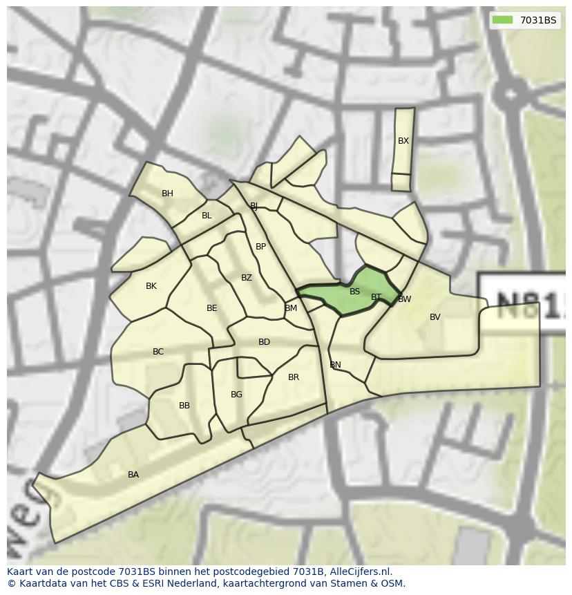 Afbeelding van het postcodegebied 7031 BS op de kaart.