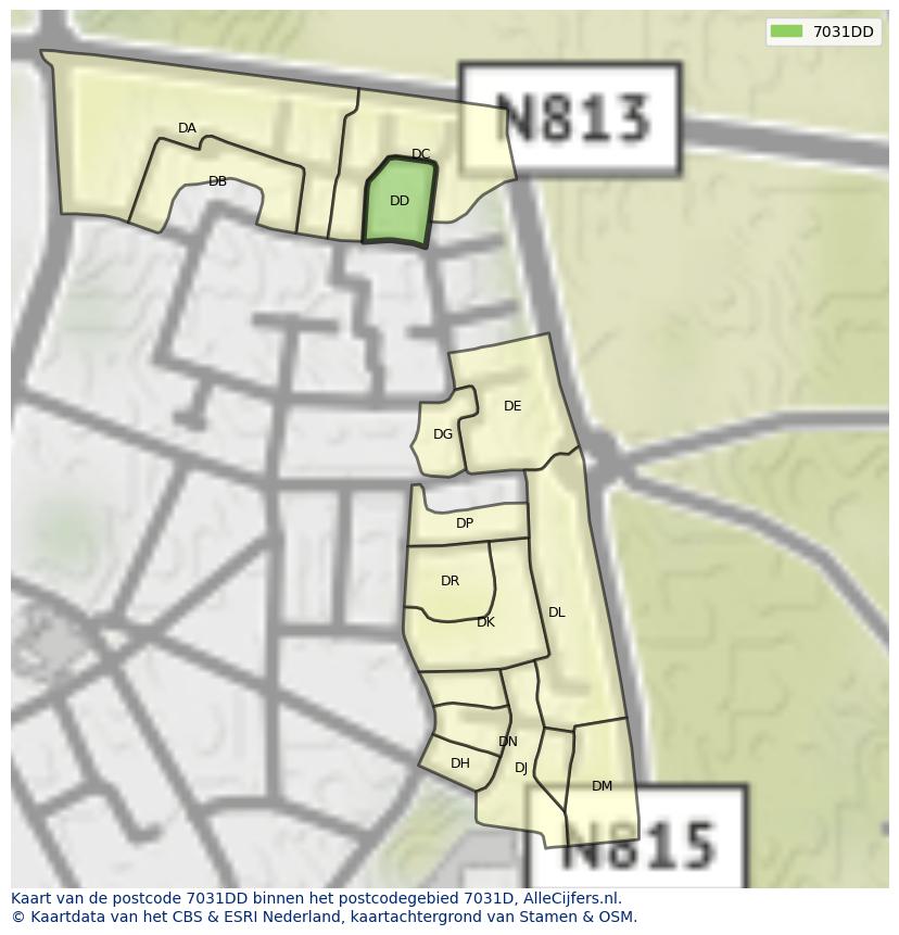 Afbeelding van het postcodegebied 7031 DD op de kaart.