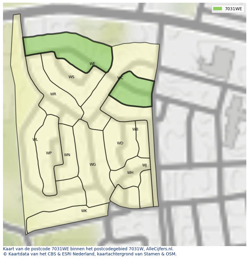 Afbeelding van het postcodegebied 7031 WE op de kaart.