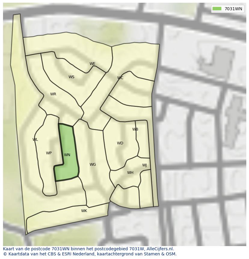 Afbeelding van het postcodegebied 7031 WN op de kaart.
