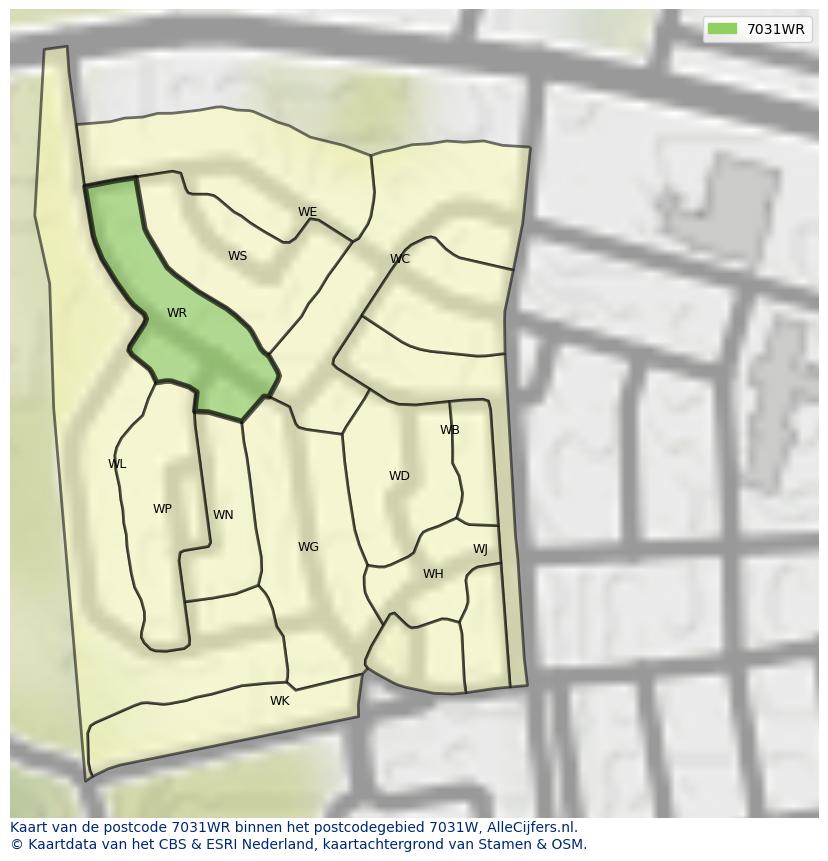 Afbeelding van het postcodegebied 7031 WR op de kaart.