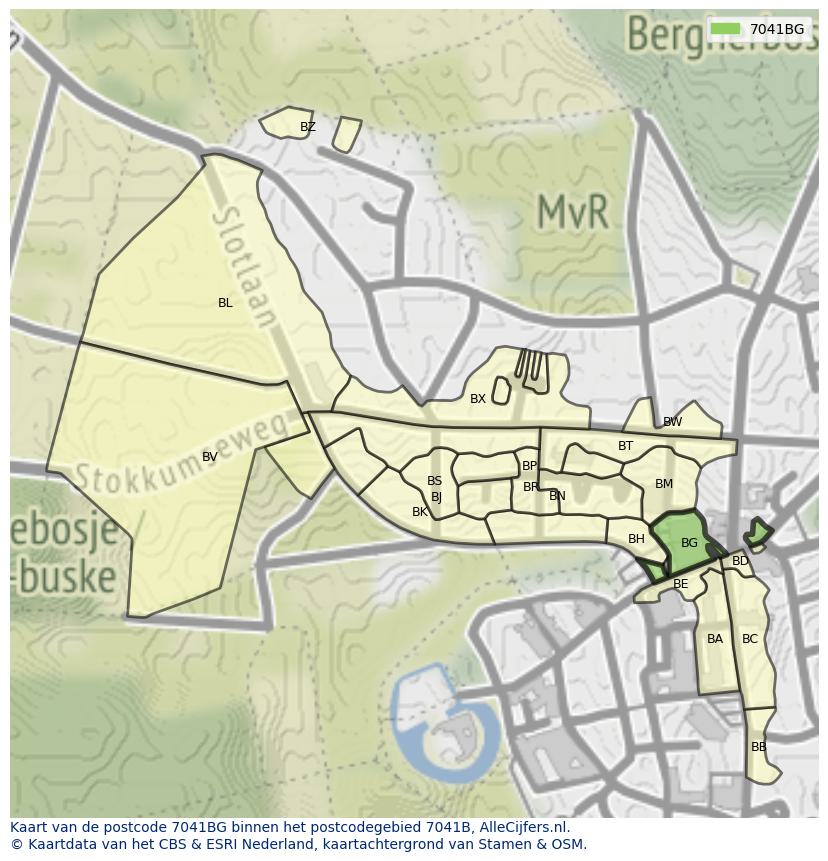 Afbeelding van het postcodegebied 7041 BG op de kaart.