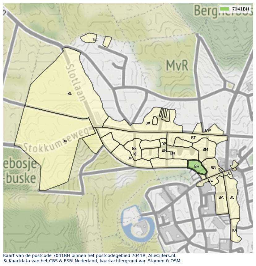 Afbeelding van het postcodegebied 7041 BH op de kaart.