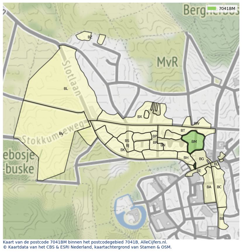 Afbeelding van het postcodegebied 7041 BM op de kaart.