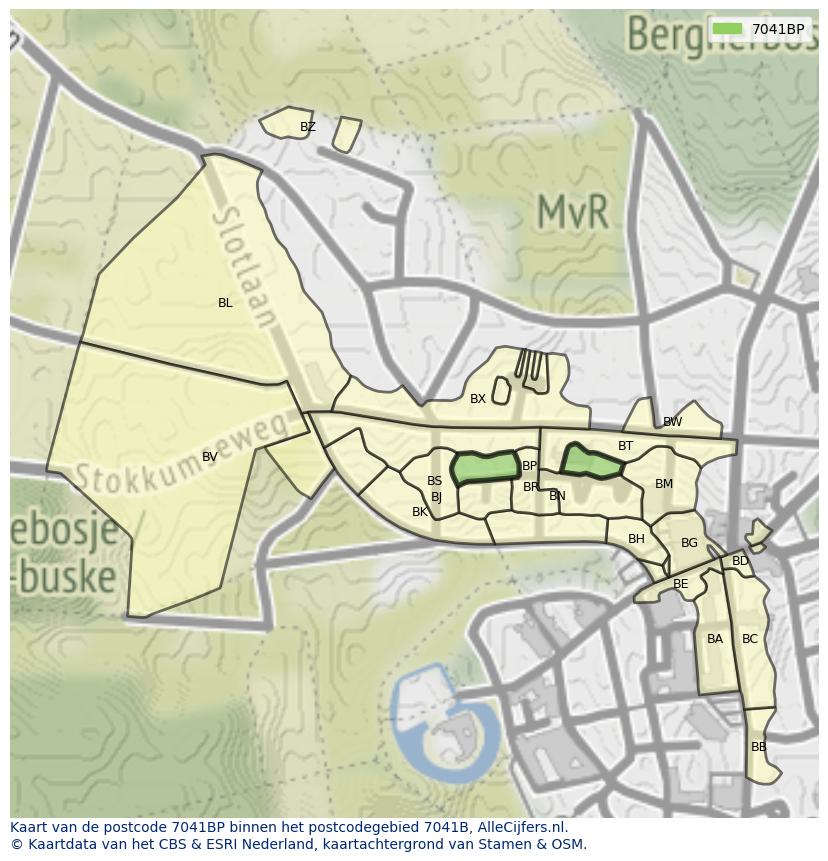 Afbeelding van het postcodegebied 7041 BP op de kaart.