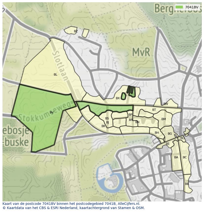 Afbeelding van het postcodegebied 7041 BV op de kaart.