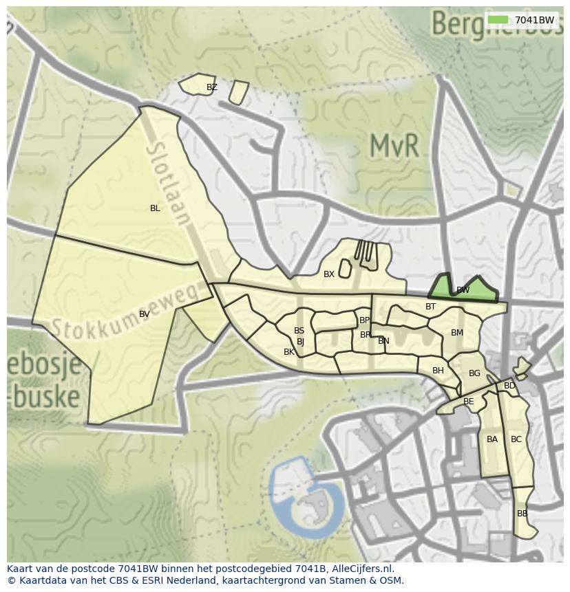 Afbeelding van het postcodegebied 7041 BW op de kaart.