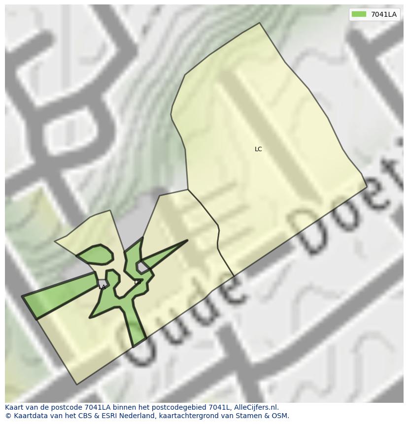 Afbeelding van het postcodegebied 7041 LA op de kaart.