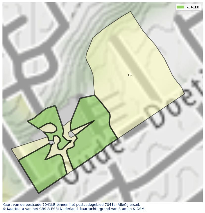 Afbeelding van het postcodegebied 7041 LB op de kaart.