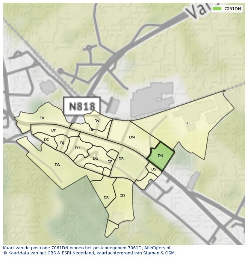 Afbeelding van het postcodegebied 7061 DN op de kaart.