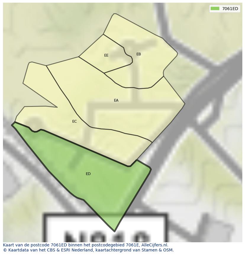 Afbeelding van het postcodegebied 7061 ED op de kaart.