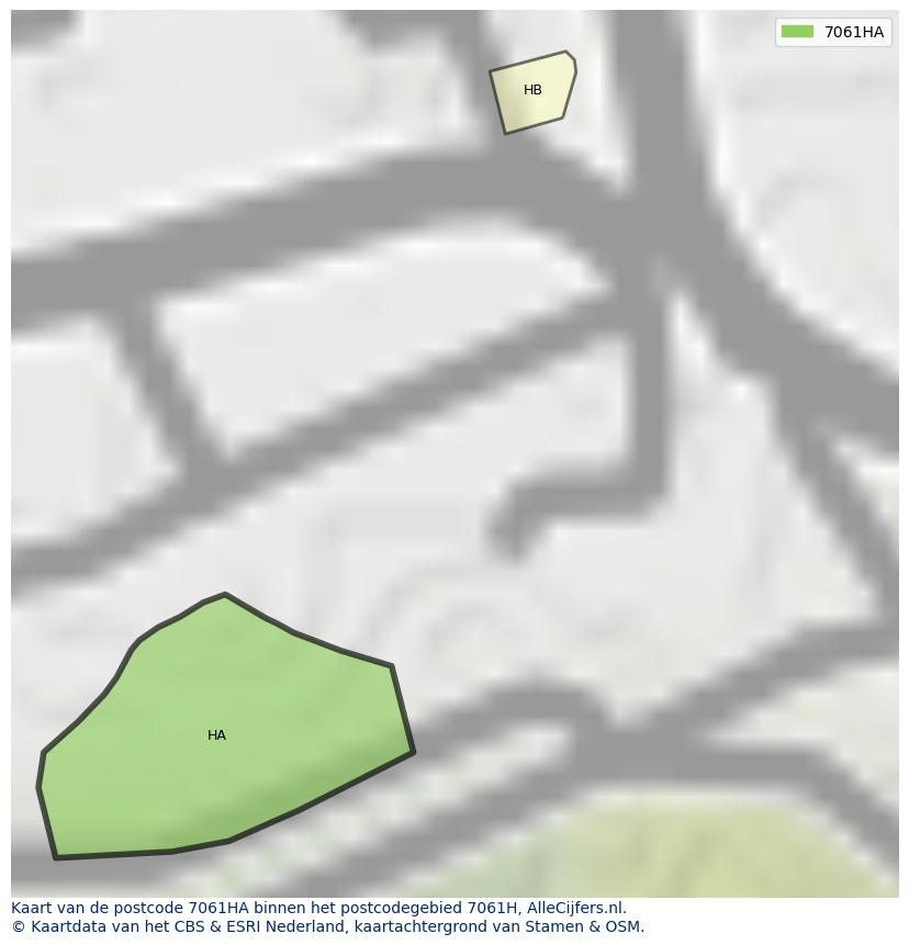Afbeelding van het postcodegebied 7061 HA op de kaart.