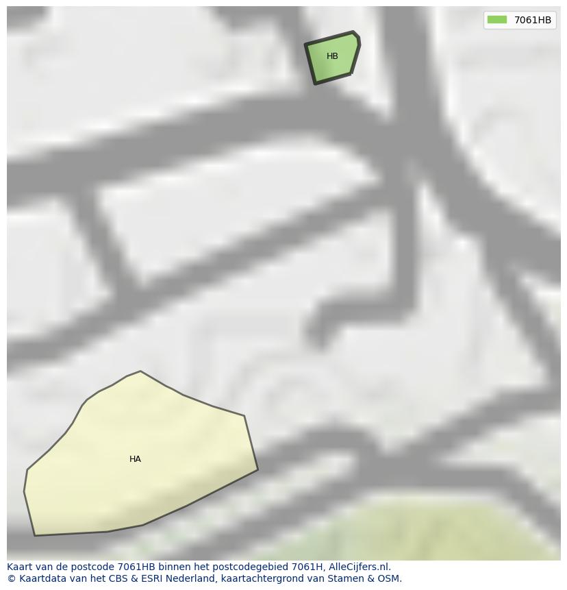 Afbeelding van het postcodegebied 7061 HB op de kaart.
