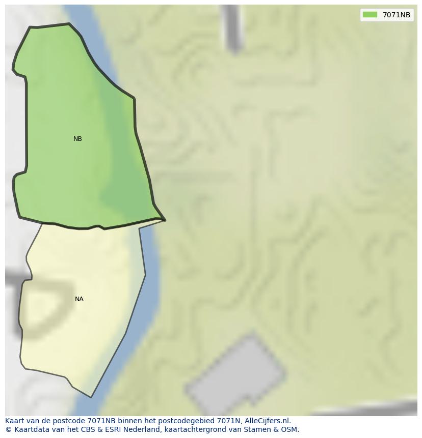 Afbeelding van het postcodegebied 7071 NB op de kaart.