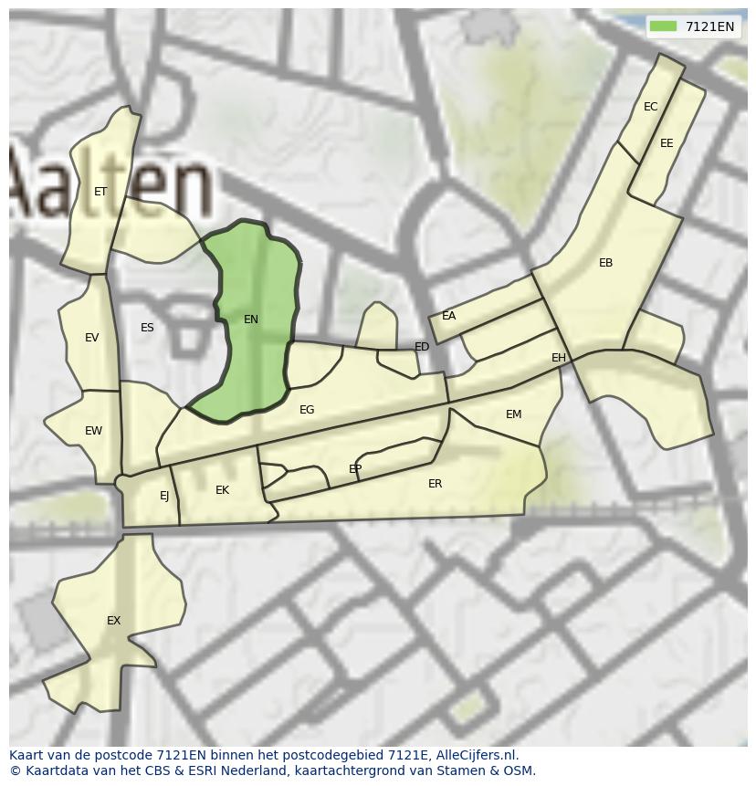 Afbeelding van het postcodegebied 7121 EN op de kaart.