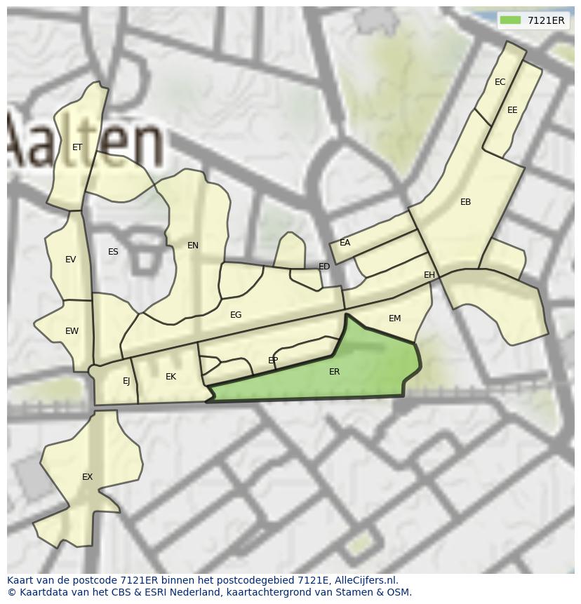 Afbeelding van het postcodegebied 7121 ER op de kaart.