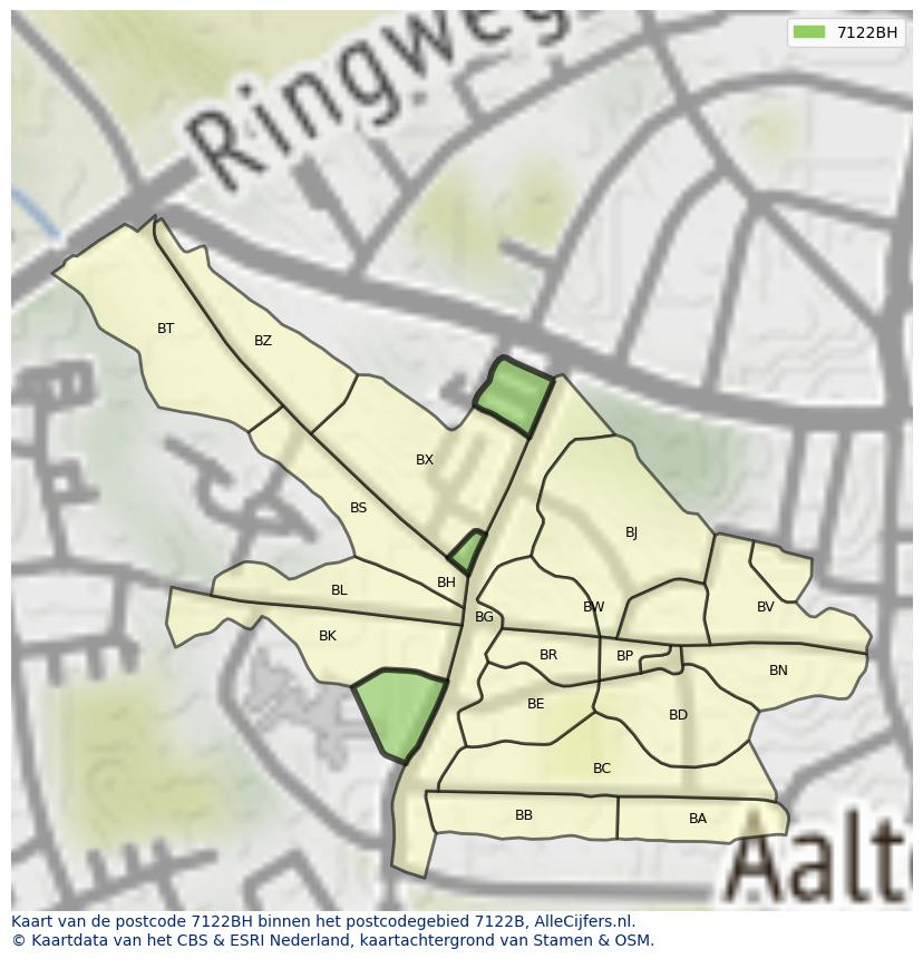 Afbeelding van het postcodegebied 7122 BH op de kaart.