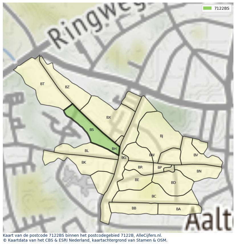 Afbeelding van het postcodegebied 7122 BS op de kaart.