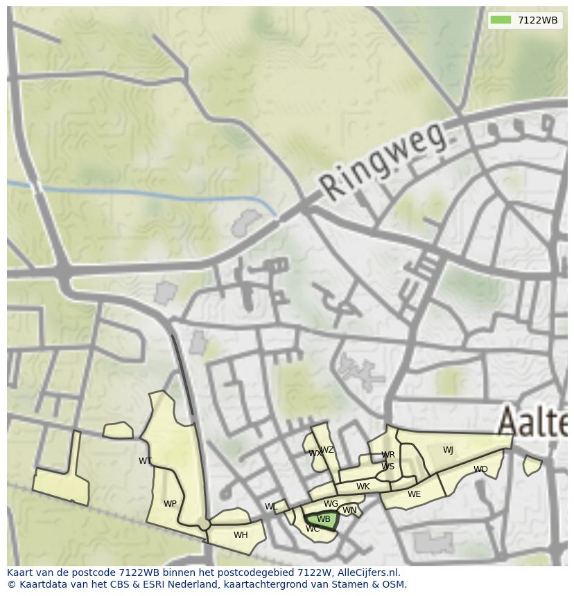 Afbeelding van het postcodegebied 7122 WB op de kaart.