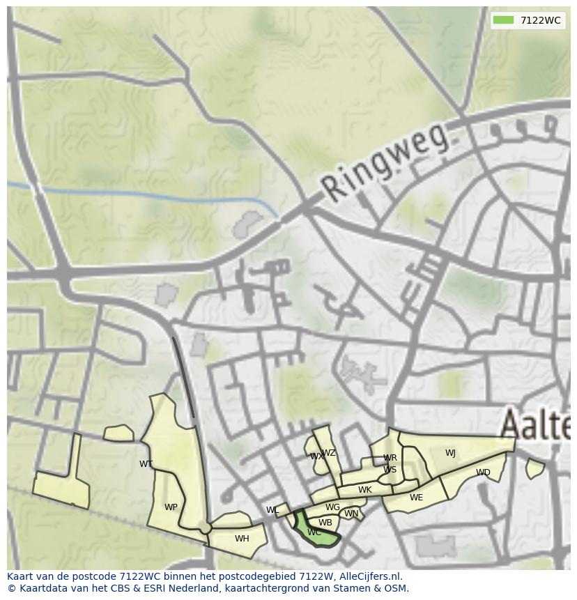 Afbeelding van het postcodegebied 7122 WC op de kaart.