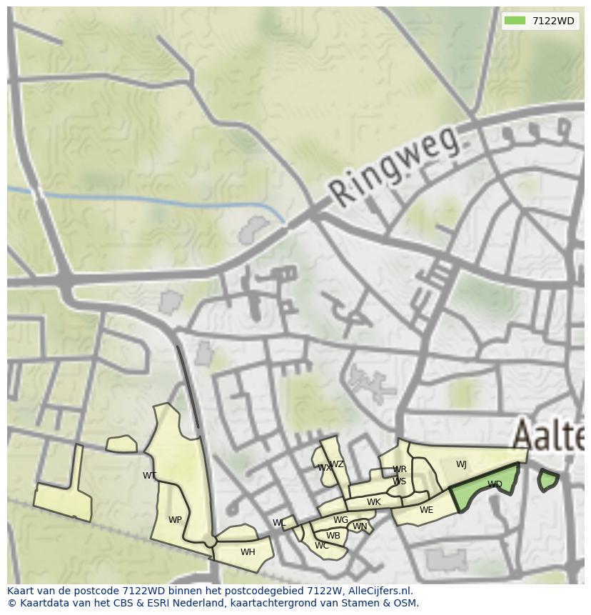 Afbeelding van het postcodegebied 7122 WD op de kaart.