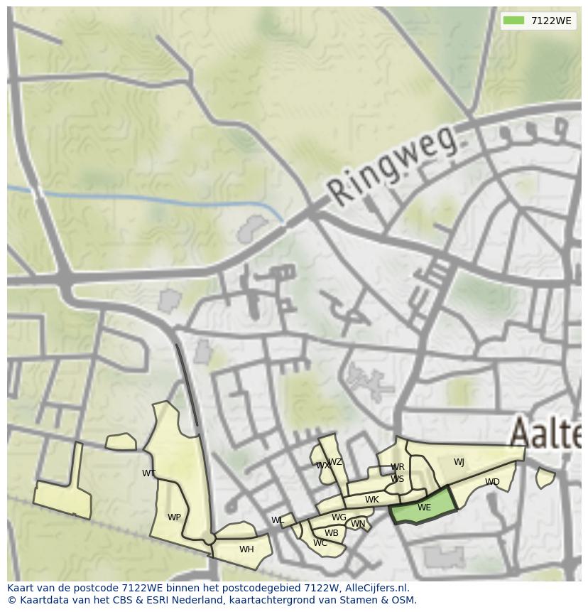 Afbeelding van het postcodegebied 7122 WE op de kaart.