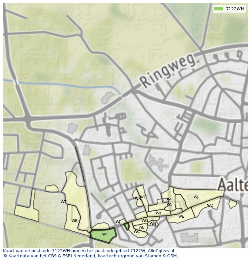 Afbeelding van het postcodegebied 7122 WH op de kaart.