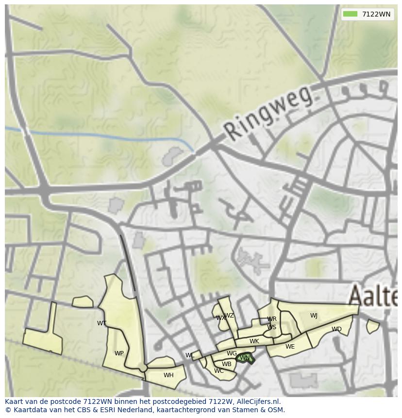 Afbeelding van het postcodegebied 7122 WN op de kaart.